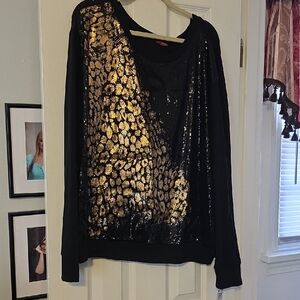 BONGO Black and Gold Sequin Sweatshirt